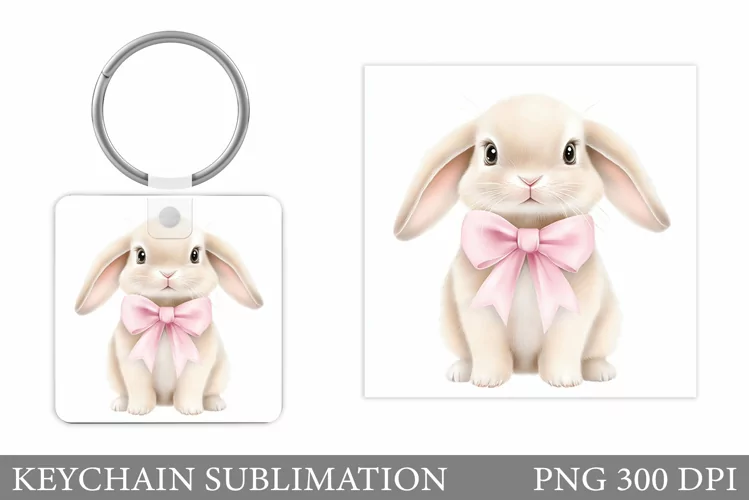 Cute Bunny Keychain Design. Cute Bunny Sublimation