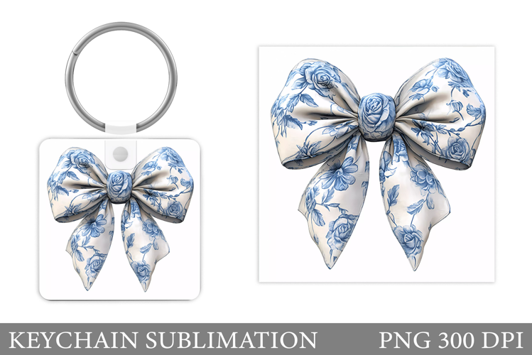 Chinoiserie Bow Keychain. Chinoiserie Bow Sublimation