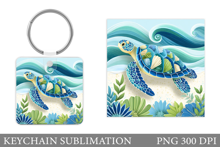 Turtle Keychain Sublimation. Turtle Keychain Design