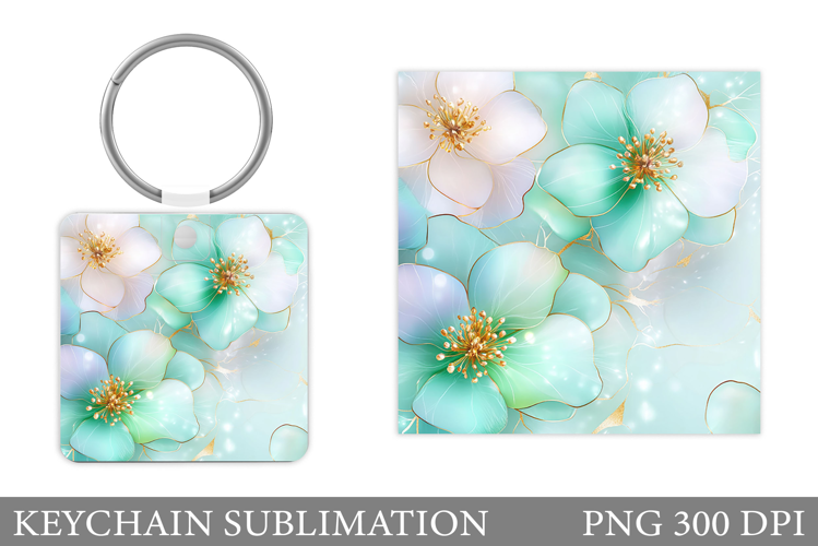 Flowers Keychain Design. Floral Keychain Sublimation