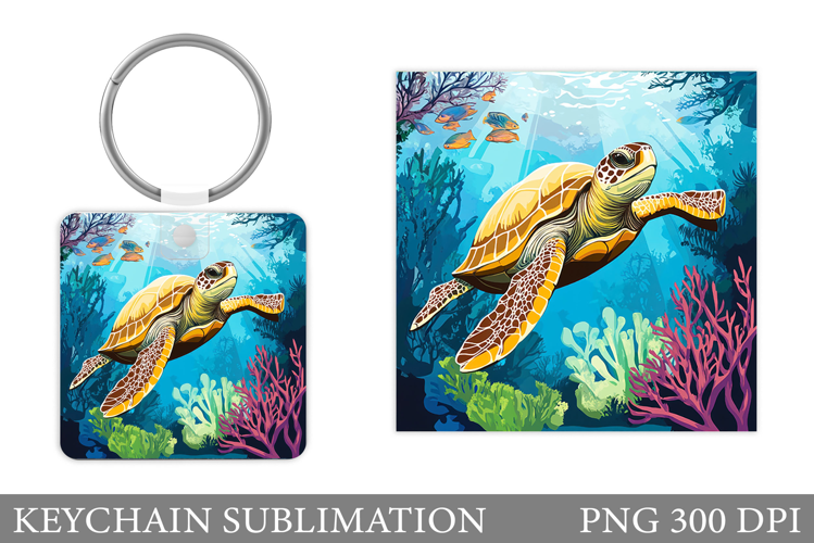 Turtle Keychain Design. Sea Keychain Sublimation