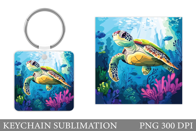 Turtle Keychain Sublimation. Turtle Keychain Design