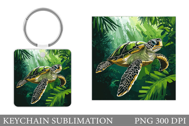 Turtle Keychain Sublimation. Turtle Keychain Design example image 1