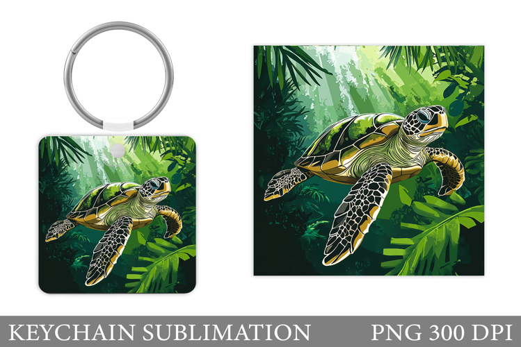 Turtle Keychain Sublimation. Turtle Keychain Design
