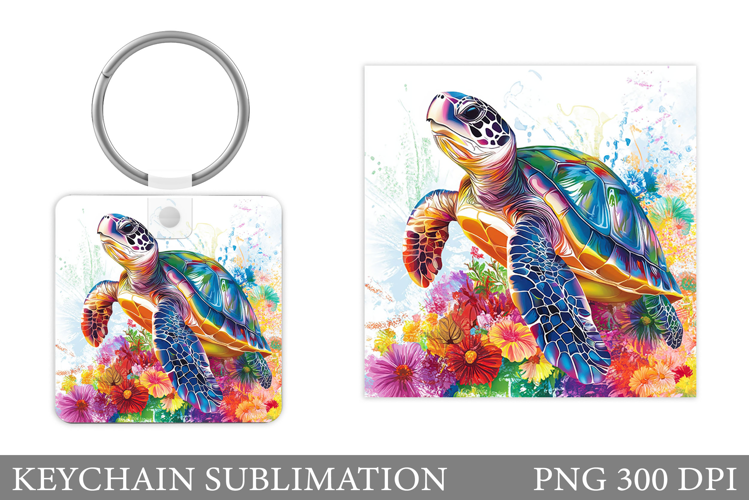 Turtle Keychain Sublimation. Turtle Keychain Design
