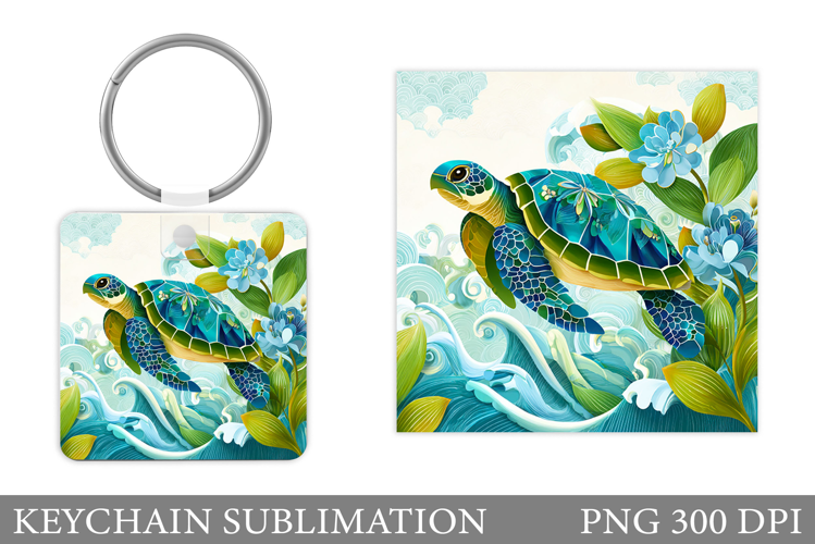Turtle Keychain Sublimation. Turtle Keychain Design