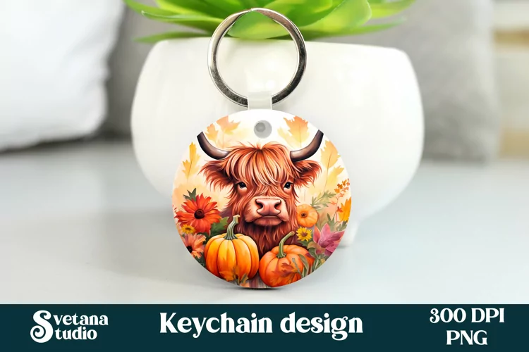 Highland cow sunflower keychain sublimation
