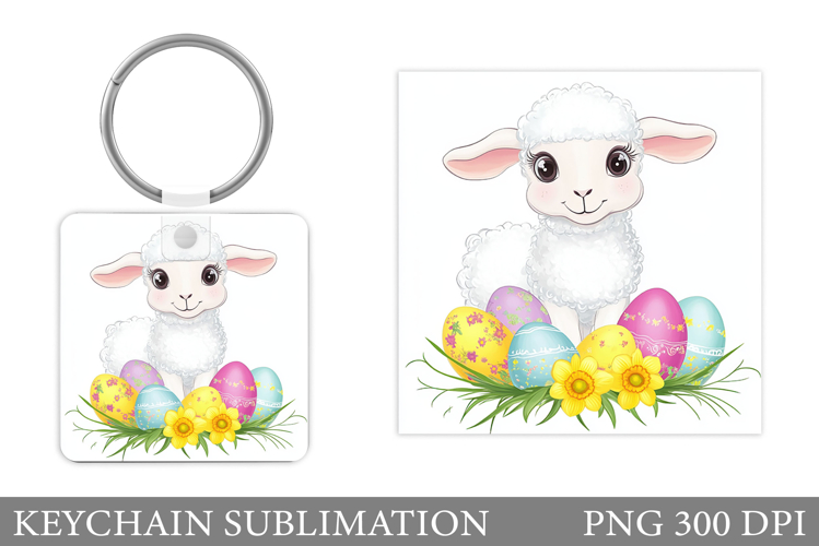 Cute Lamb Keychain. Easter Lamb Keychain Design
