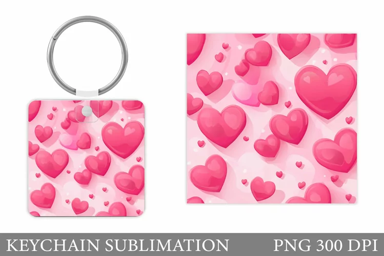 Hearts Keychain Design. Valentine Keychain Sublimation