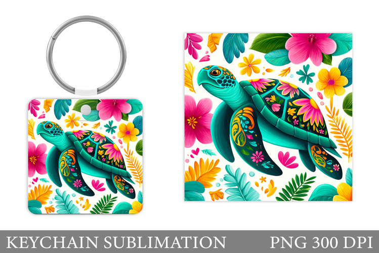 Turtle Keychain Sublimation. Turtle Keychain Design