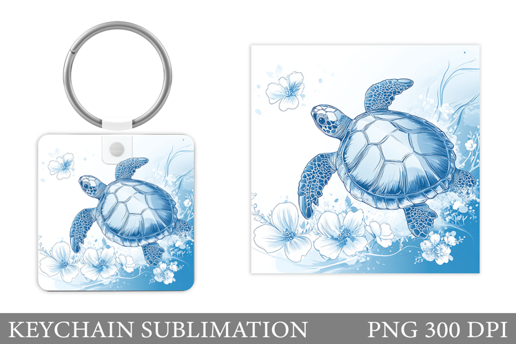 Turtle Keychain Sublimation. Turtle Keychain Design