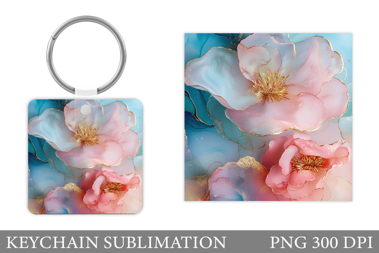 Flowers Keychain Design. Floral Keychain Sublimation