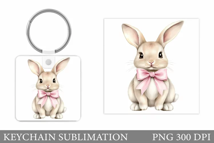 Cute Bunny Keychain Design. Cute Bunny Sublimation