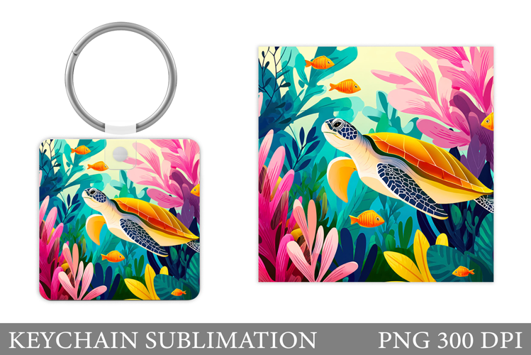 Turtle Keychain Sublimation. Turtle Keychain Design