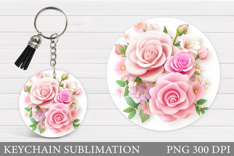 Roses Keychain Sublimation. Flowers Keychain Design