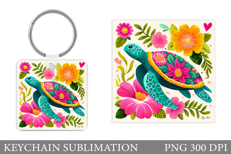 Turtle Keychain Sublimation. Turtle Keychain Design