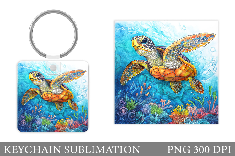 Turtle Keychain Sublimation. Turtle Keychain Design