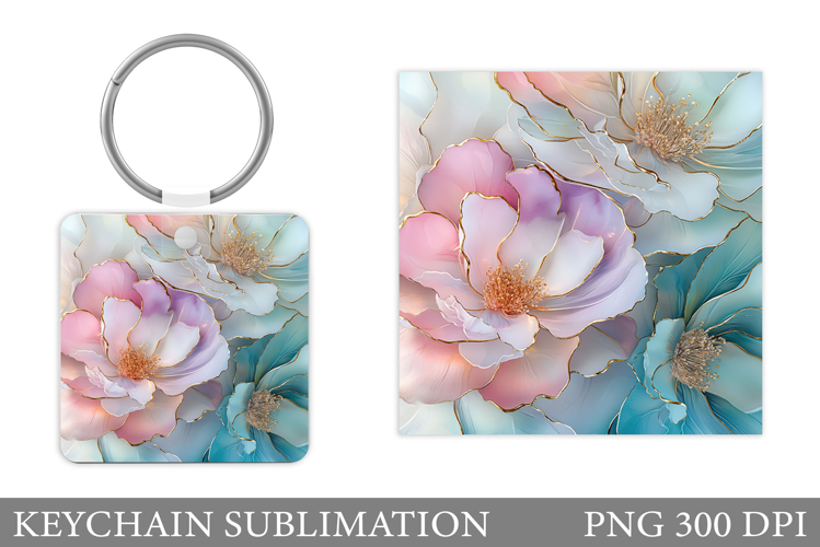 Flowers Keychain Design. Floral Keychain Sublimation
