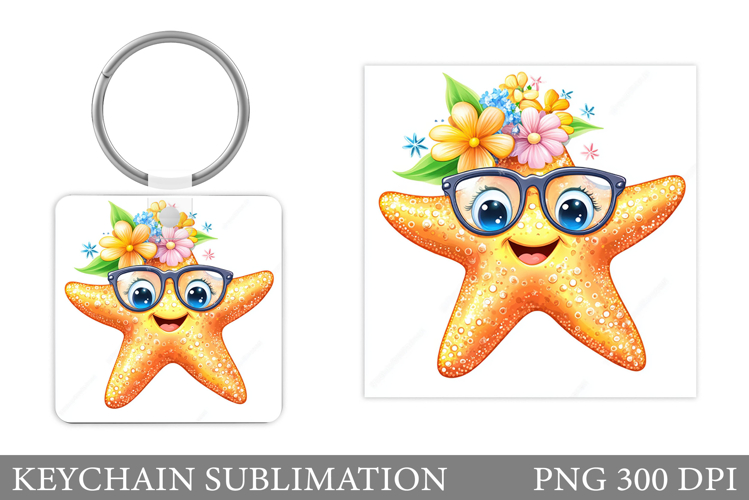 Starfish Keychain Design. Cute Starfish Sublimation
