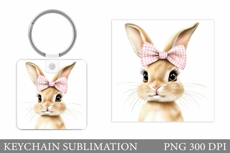 Cute Bunny Keychain Design. Cute Bunny Sublimation
