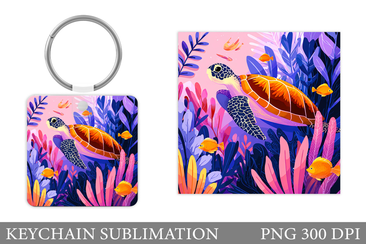 Turtle Keychain Sublimation. Turtle Keychain Design