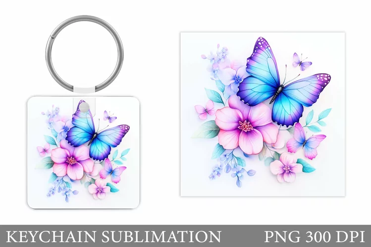 Butterflies Keychain Design. Butterfly Keychain Sublimation