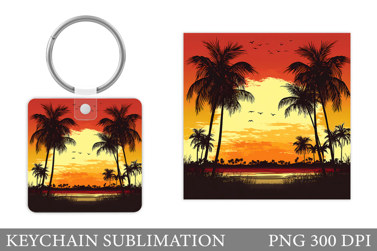 Palm Tree Keychain Sublimation. Summer Keychain Design