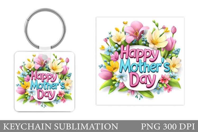 Mother's Day Keychain Design. Mother's Day Sublimation example image 1