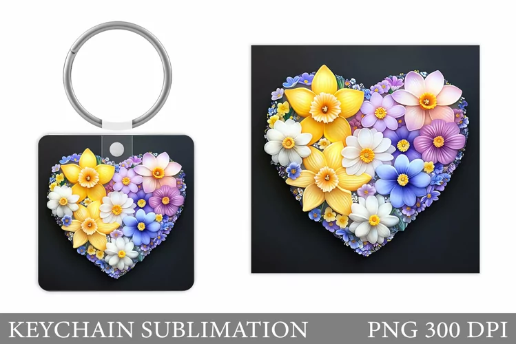 Flowers Keychain Design. Floral Keychain Sublimation