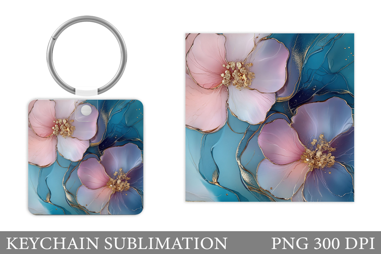 Flowers Keychain Sublimation. Floral Keychain Design