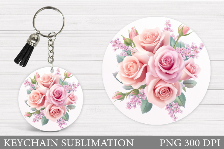 Roses Keychain Sublimation. Flowers Keychain Design