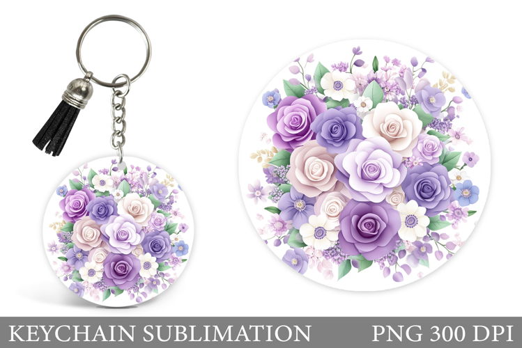 Flowers Keychain Sublimation. Roses Keychain Design