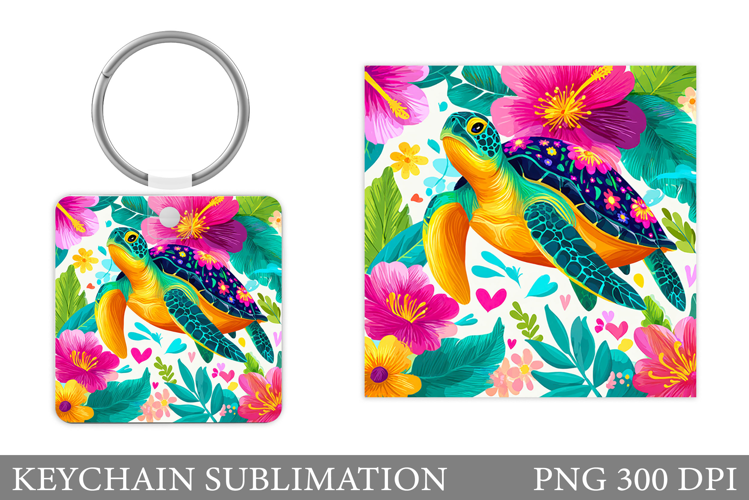 Turtle Keychain Sublimation. Turtle Keychain Design