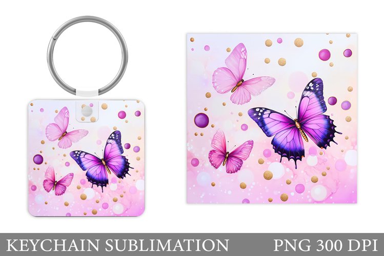 Butterflies Keychain Design. Butterfly Keychain Sublimation example image 1
