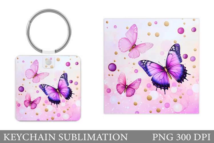 Butterflies Keychain Design. Butterfly Keychain Sublimation