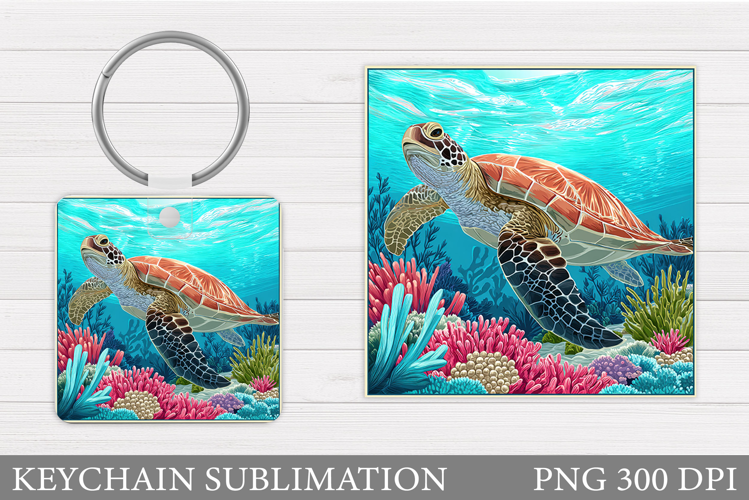 Turtle Keychain Sublimation. Turtle Keychain Design
