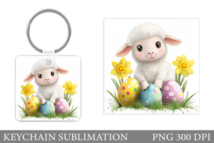 Cute Lamb Keychain. Easter Lamb Keychain Design