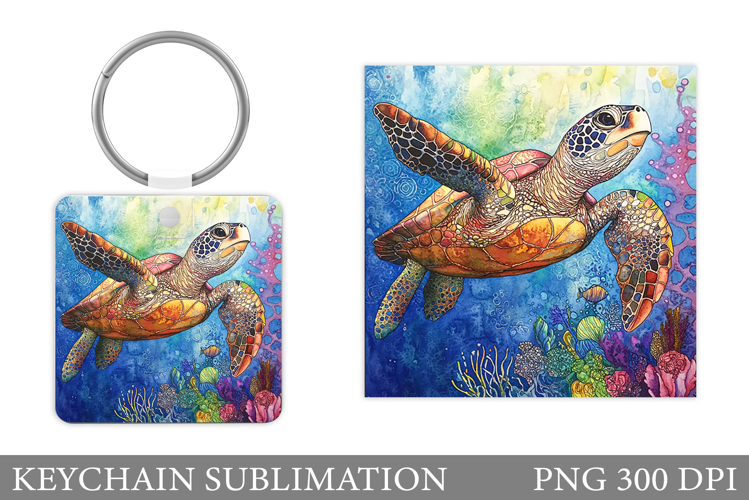Turtle Keychain Sublimation. Turtle Keychain Design