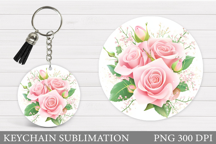 Flowers Keychain Sublimation. Roses Keychain Design