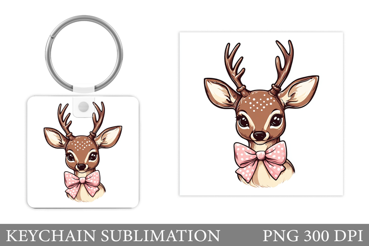 Cute Deer Keychain Design. Deer Keychain Sublimation