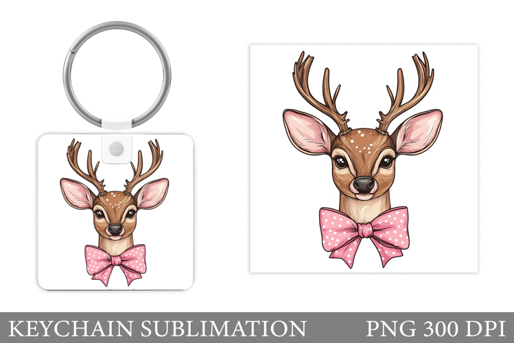 Cute Deer Keychain Design. Deer Keychain Sublimation