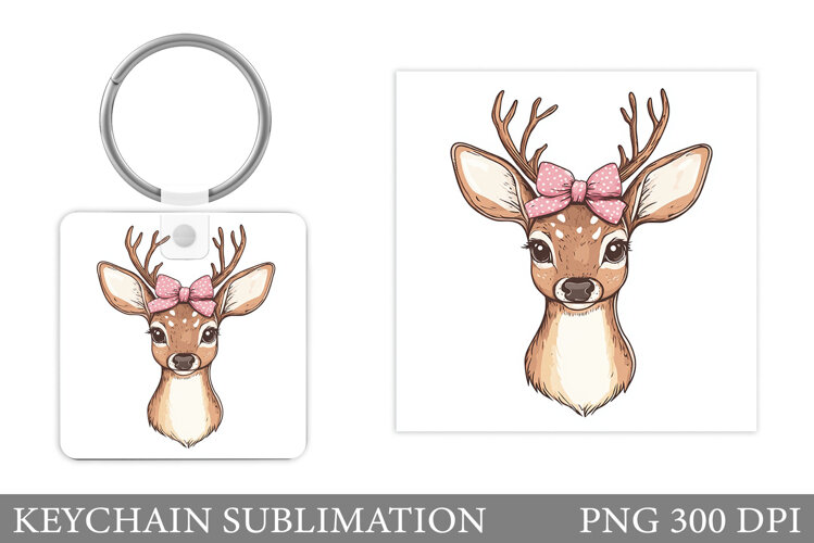 Cute Deer Keychain Design. Deer Keychain Sublimation example image 1