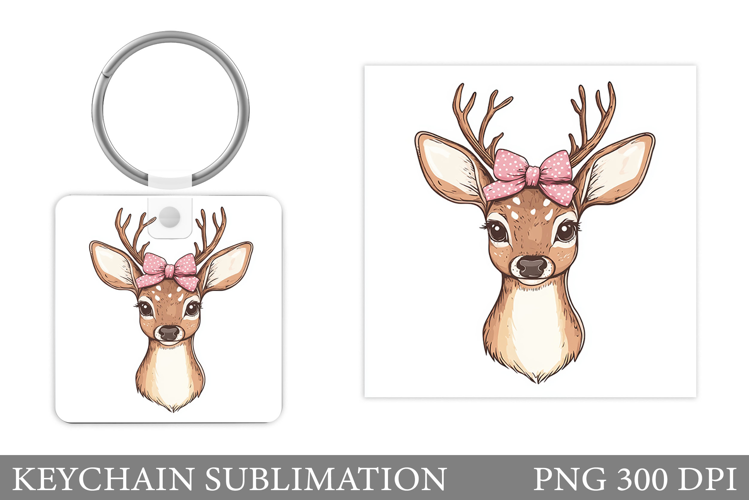 Cute Deer Keychain Design. Deer Keychain Sublimation