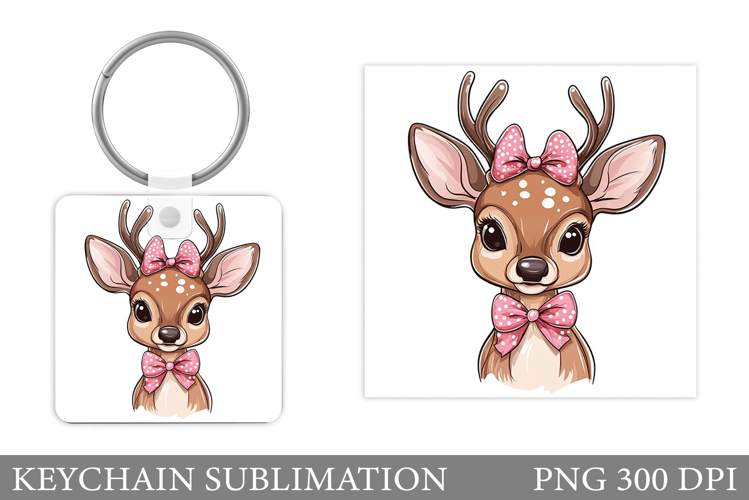 Cute Deer Keychain Design. Deer Keychain Sublimation