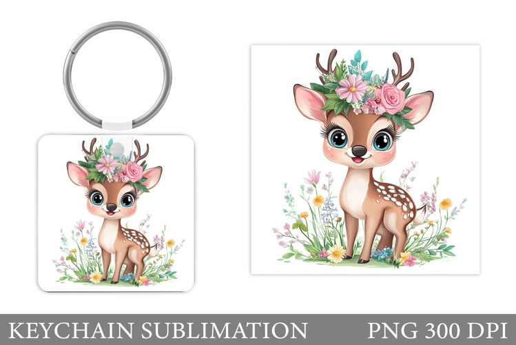 Cute Deer Keychain Design. Deer Keychain Sublimation