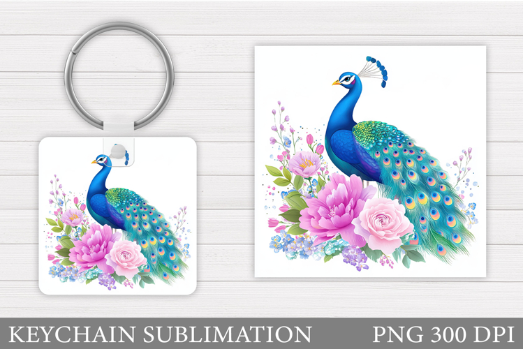 Peacock Keychain Design. Peacock Sublimation example image 1