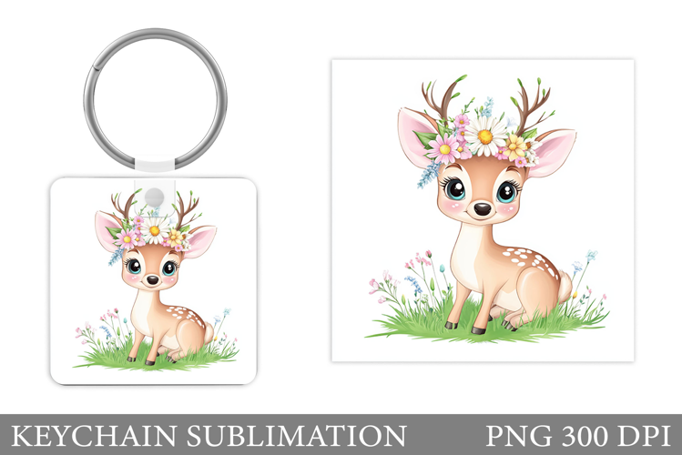 Cute Deer Keychain Design. Deer Keychain Sublimation