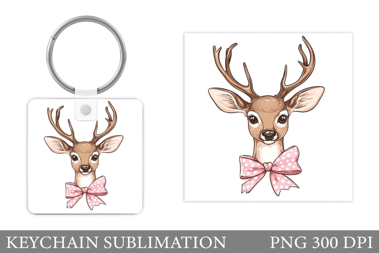 Cute Deer Keychain Design. Deer Keychain Sublimation
