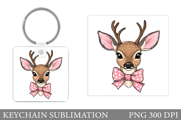 Cute Deer Keychain Design. Deer Keychain Sublimation