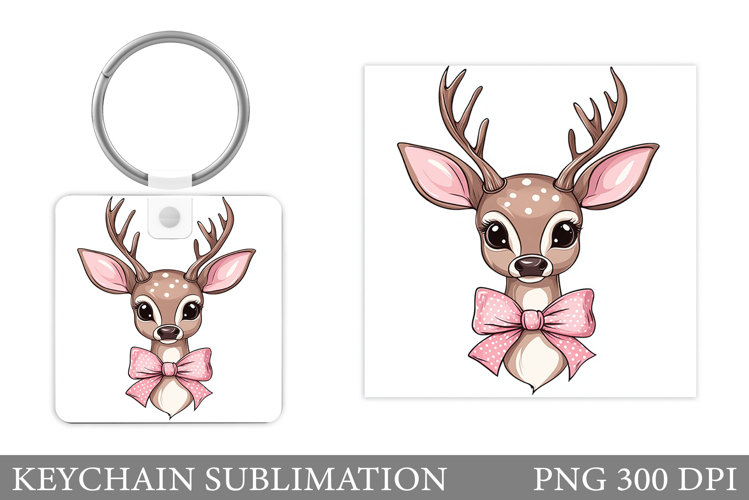 Cute Deer Keychain Design. Deer Keychain Sublimation